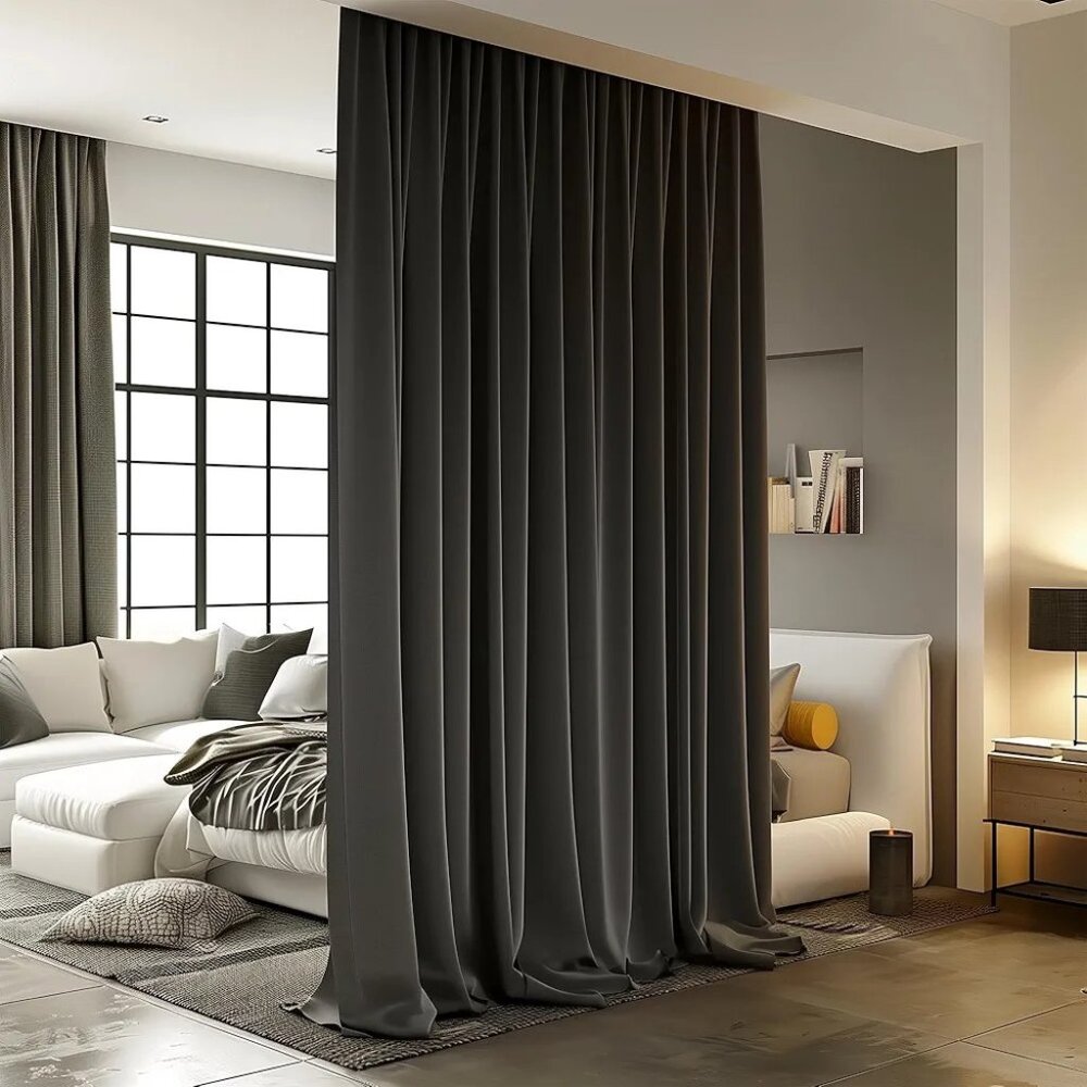 Room Divider Curtains for Ceiling Track Rod, Blackout Ceiling Track Curtains ...